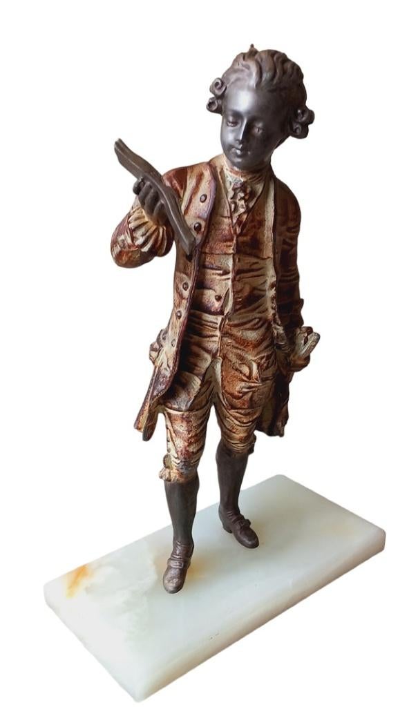 gepatineerd Mozart beeldje., Antiek en Kunst, Ophalen of Verzenden, Gepatineerd, Beeld, Metaal