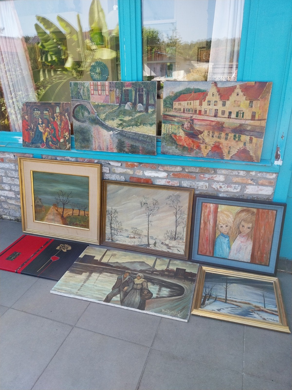 schilderijen., Antiek en Kunst, Ophalen, Doek