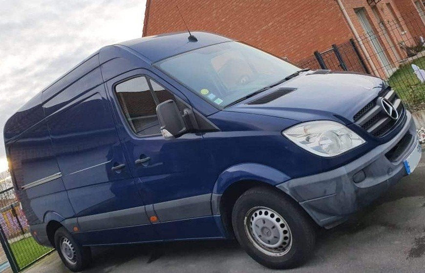 Mercedes Sprinter 3T L2-H2, 213CDI 2,2L 129 pk bi-turbo, Auto's, 4 cilinders, Blauw, 217 g/km, Mercedes-Benz