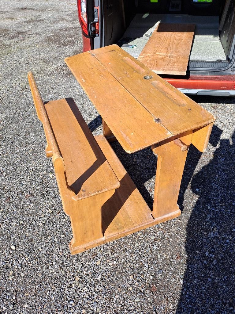 Banc d'écolier ancien bois massif, Enlèvement