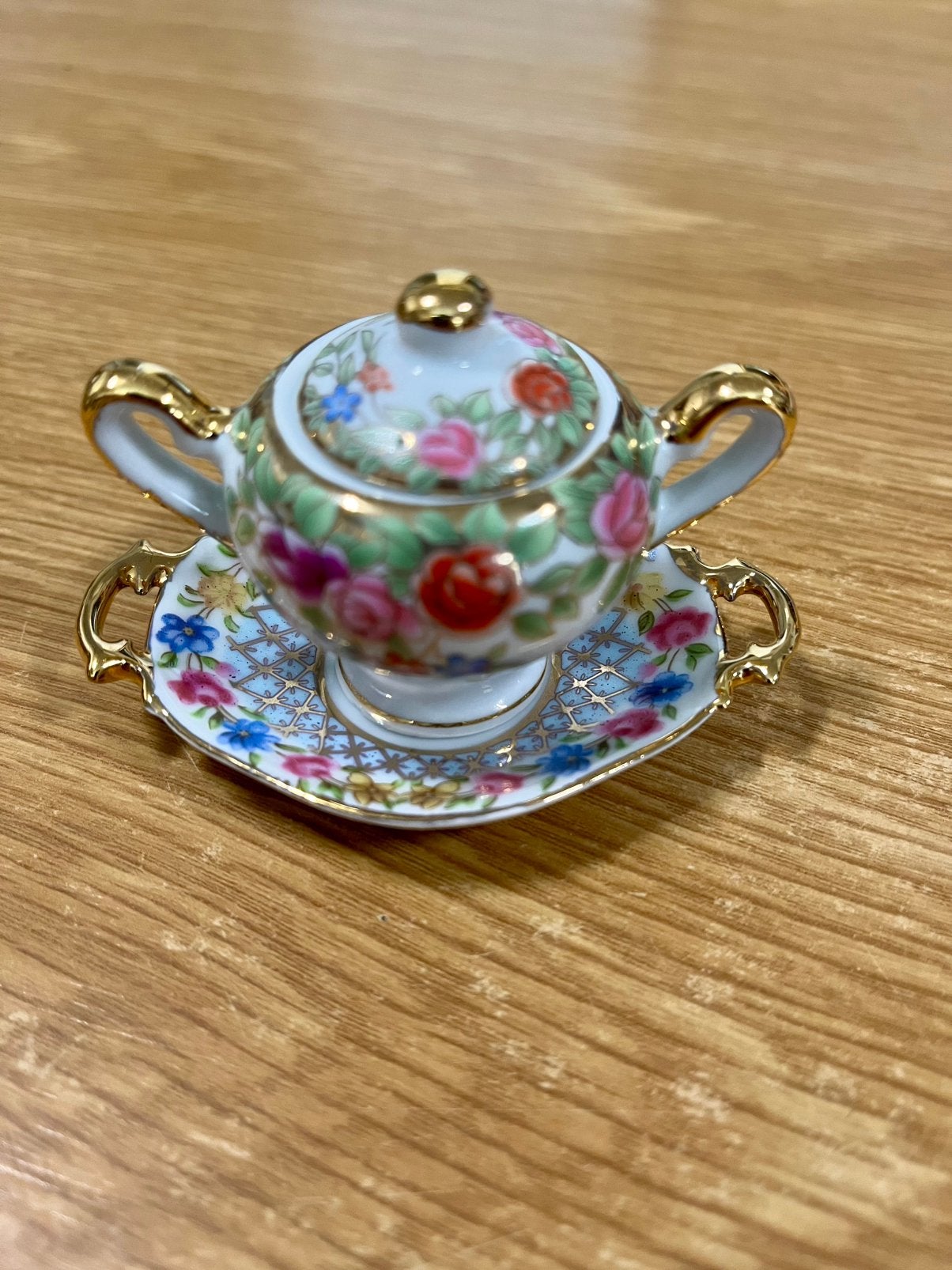 Soupière miniature porcelaine Porcelain Art roses colorées, Enlèvement, Comme neuf, Porcelaine
