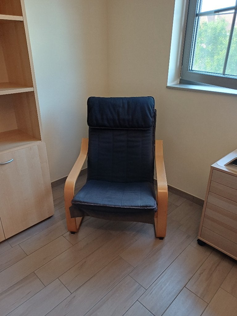 IKEA POÄNG fauteuil (eerdere uitvoering) voor een prikje, Ophalen, Gebruikt, Stof, 50 tot 75 cm