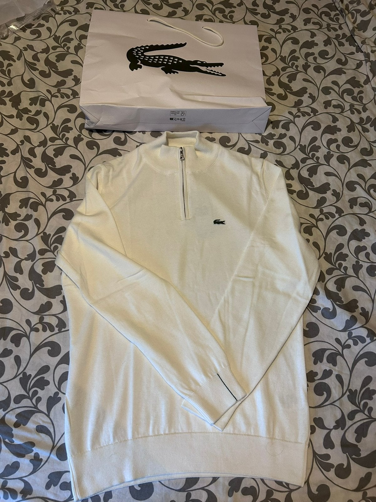 Pull zip blanc lacoste, Envoi, Neuf, Taille 48/50 (M), Blanc