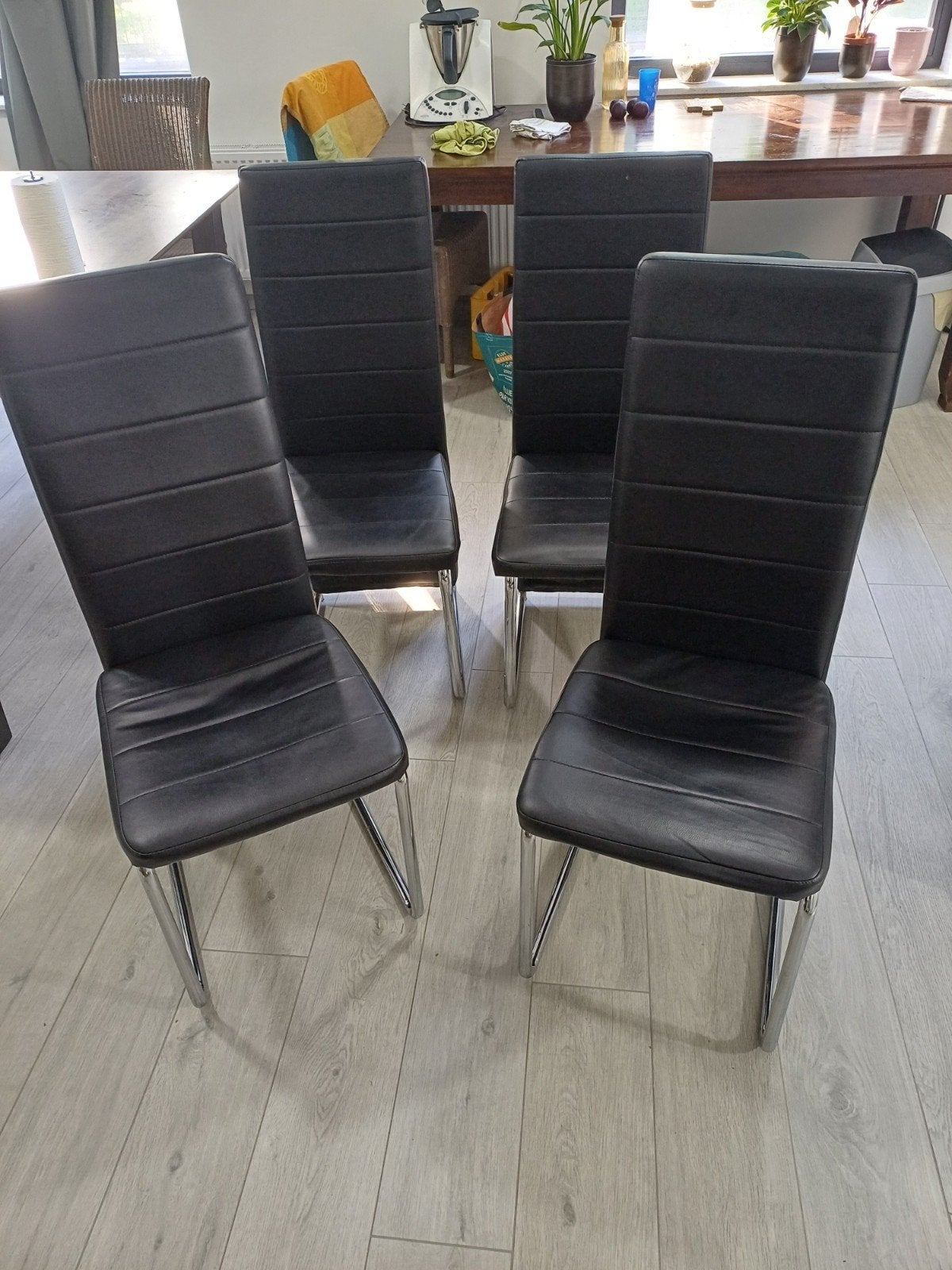Lot de 4 chaises de salon, Maison & Meubles, Chaises, Enlèvement, Noir, Cuir, Quatre