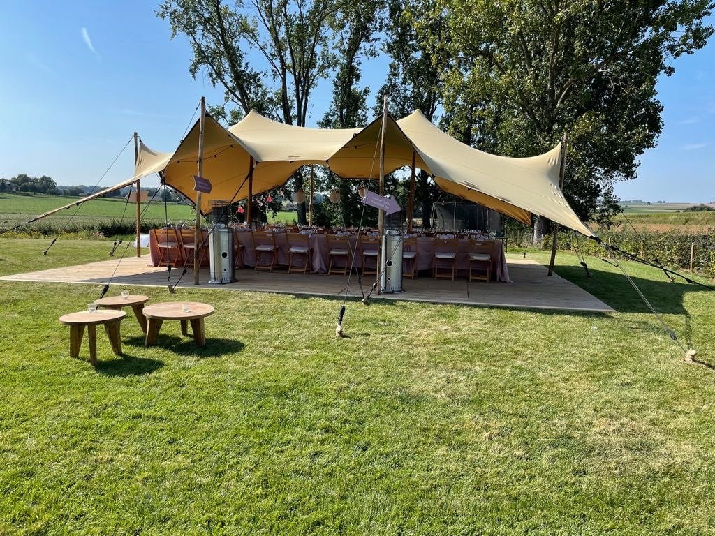 Stretchtent 7,5 x 10m, Ophalen, Zo goed als nieuw