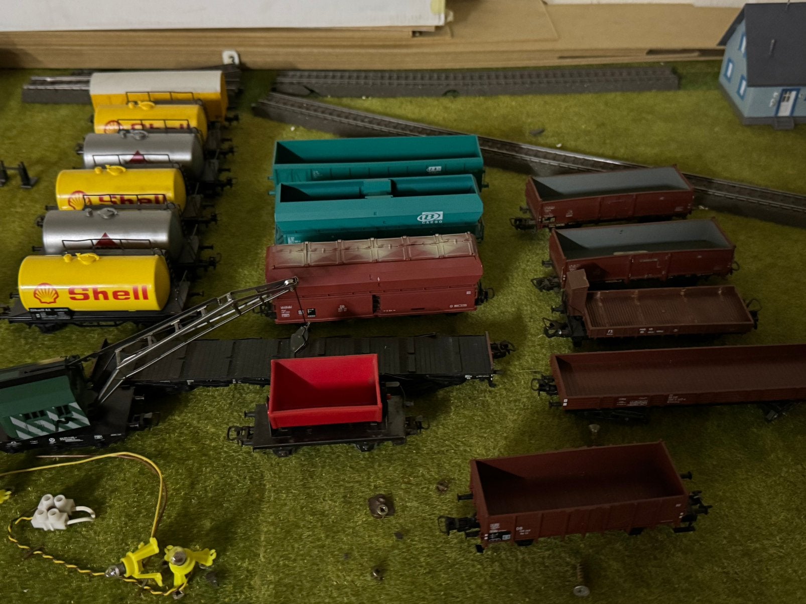 Lot de wagons, rails, serrures Marklin, Analogique, Enlèvement, Utilisé, Autres types