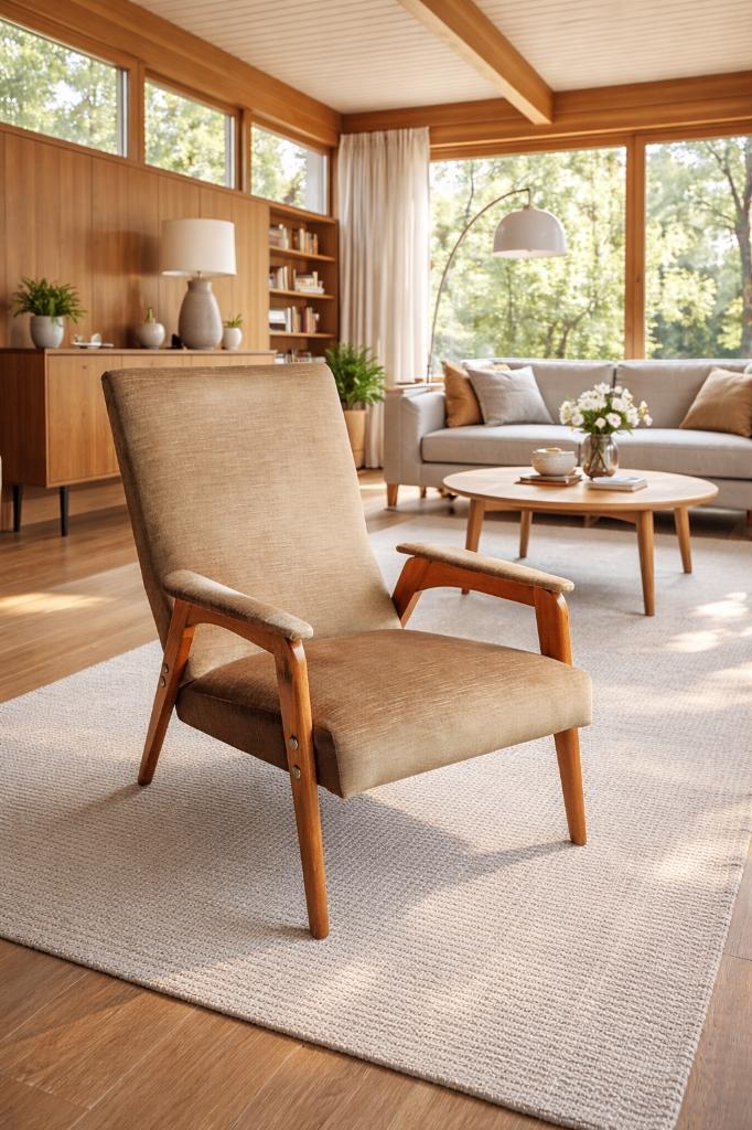 Prachtige vintage fauteuil / leeszetel (nieuwstaat!), Enlèvement, Comme neuf, Tissus, Midcentury