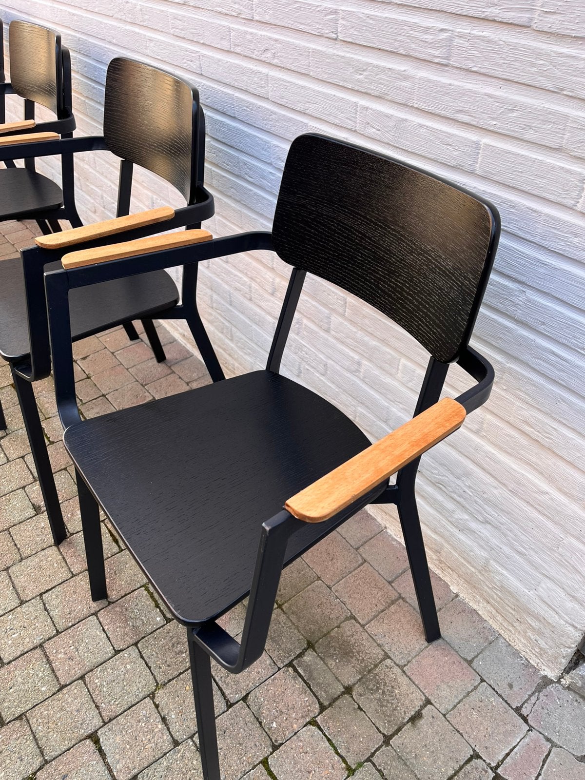 6 design tuinstoelen, Ophalen, Zo goed als nieuw, Hout