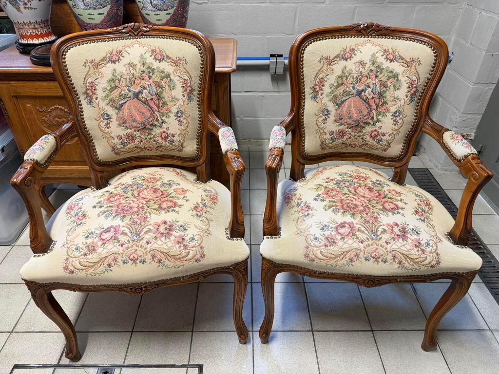 2 identieke fauteuils, Antiek en Kunst, Ophalen