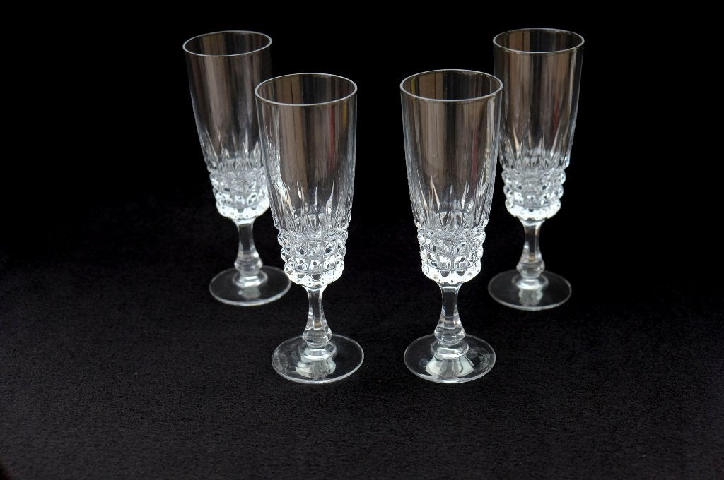 4 champagneglazen Cristal d'Arques, Ophalen of Verzenden