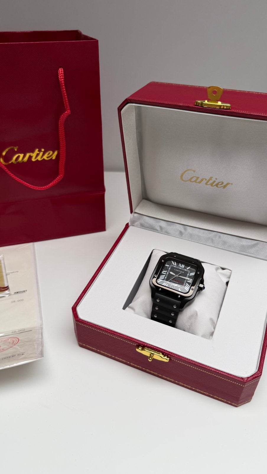 Montre Cartier Santos de Cartier noire 40 mm, Enlèvement ou Envoi, Étanche, Neuf, Noir