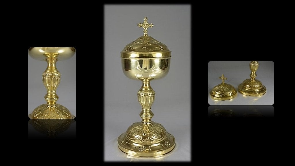 Grote Ciborium verguld koper en vermeil zilver-Favier -1860, Antiek en Kunst, Ophalen, Zilver