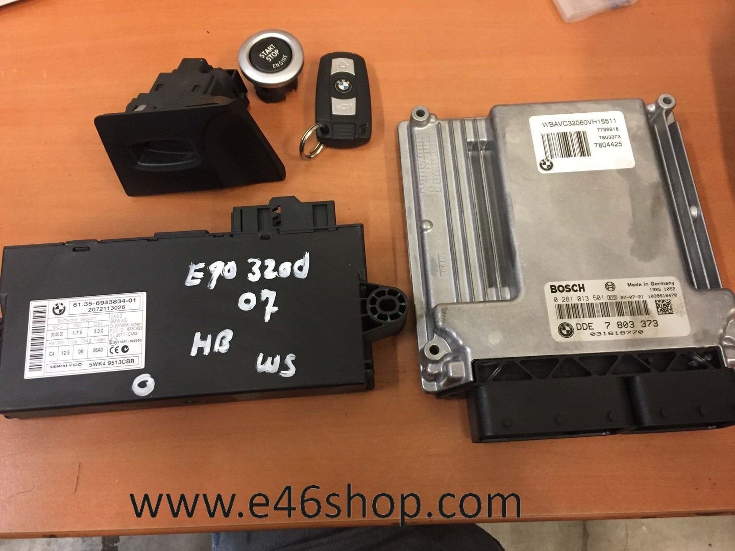 ECU DDE sleutel  CAS set BMW E90- E91 320d, -, Utilisé, -, Enlèvement ou Envoi
