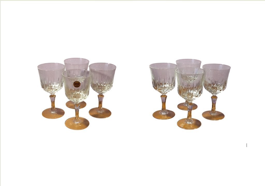8 verres à pied en cristal d'Arques vintage (H 16cm/ 14,5cm), Enlèvement