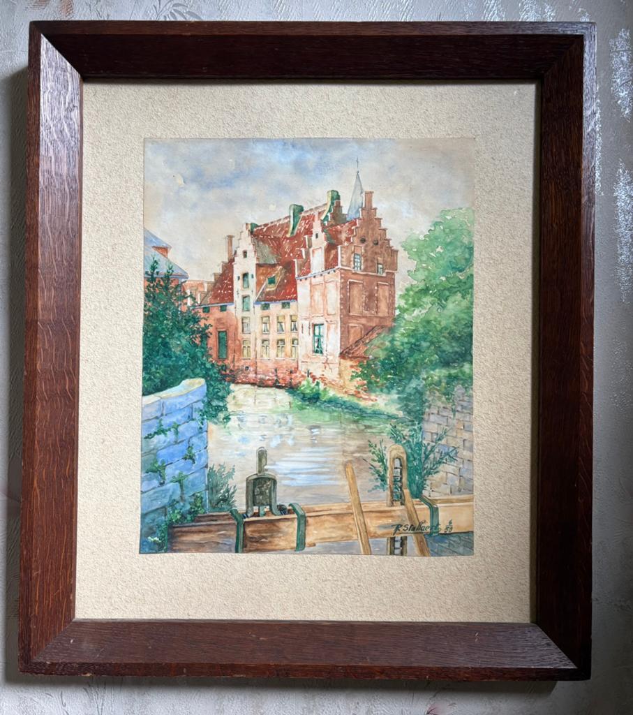 Schilderij Het Spijker in Diest, Antiek en Kunst, Kunst | Schilderijen | Klassiek, Ophalen