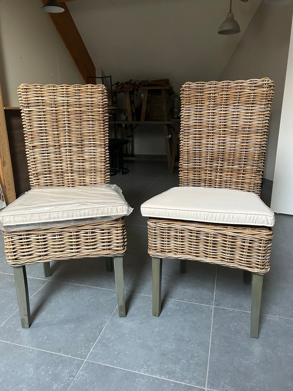 Stoelen 4stuks in riet, Enlèvement, Neuf, Osier ou Rotin, Quatre
