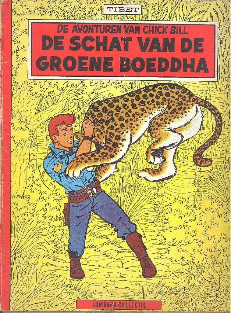 Chick Bill - De schat van de groene Boeddha - 1ste druk 1962, Boeken, Eén stripboek, Ophalen of Verzenden, Gelezen, Tibet