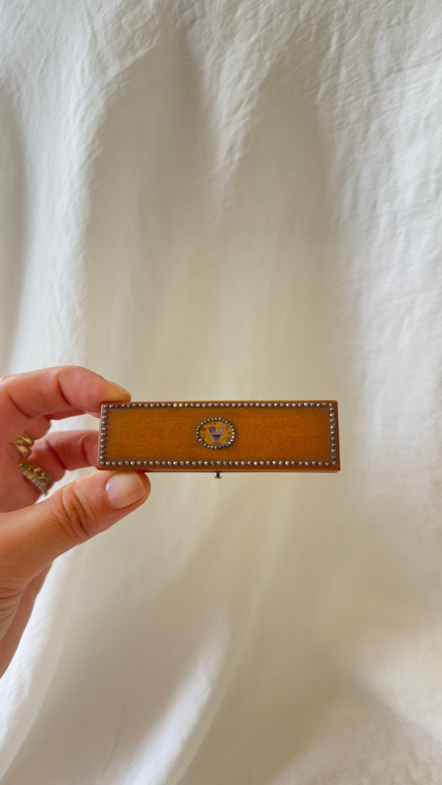 Antique boite email cloisonné boite a cure dents, Enlèvement ou Envoi