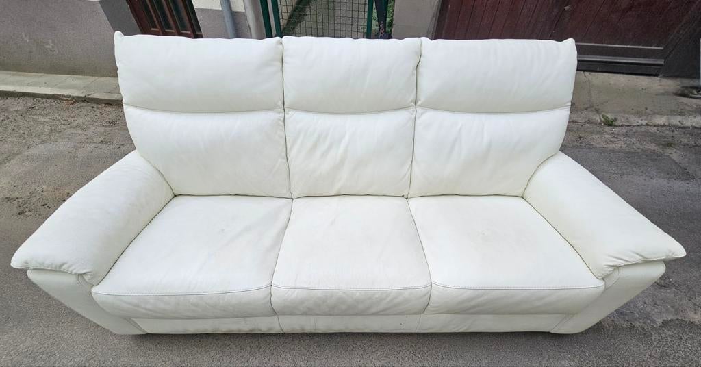 Canapé 3 places cuir blanc – URGENT déménagement, Leer