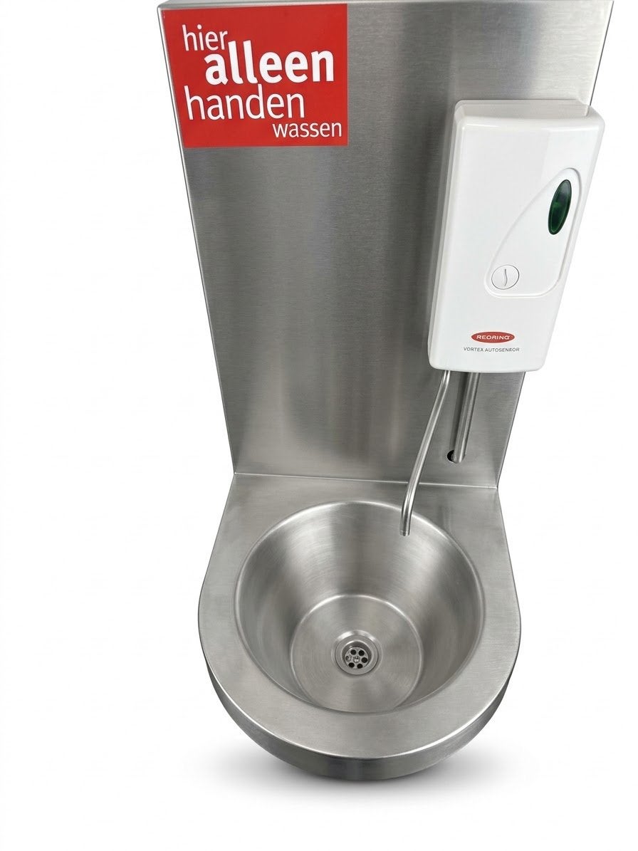 RVS Horeca Handenwasbak / Wastafel met Redring Sensorkraan, Ophalen, Gebruikt, Inox, Inox