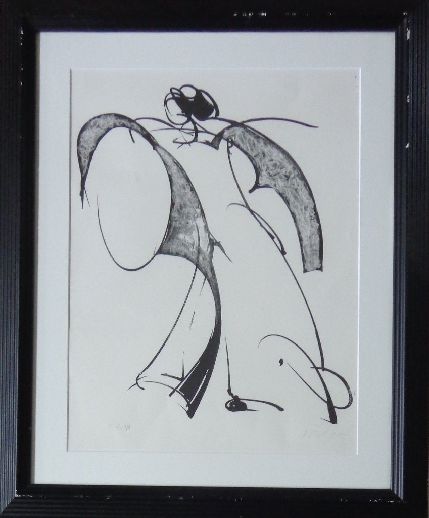 MARIA TALAGA / FIGUUR / ZW-W LITHO / 79x65cm / KADER / SIG, Avec verre, Enlèvement, Abstrait, Lithographie