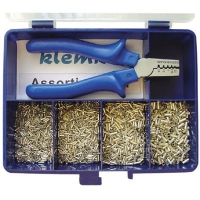 Assortimentsdoos ongeïsoleerde adereindhulzen + tang, Auto diversen, Verzenden