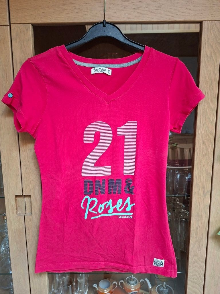 Lola&Liza: Fuchsia roze t-shirt met print (Small), Kleding | Dames, T-shirts, Gedragen, Maat 36 (S), Roze, Korte mouw, Ophalen of Verzenden
