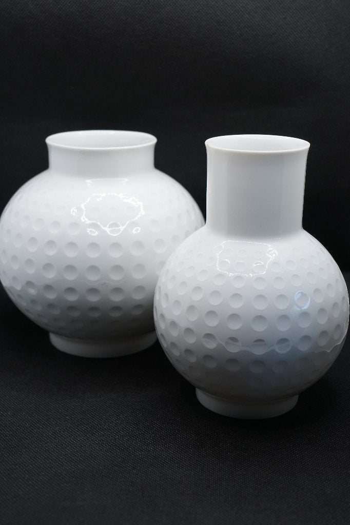set van 2 Arzberg 'Golfbal' vaasjes, Maison & Meubles, Accessoires pour la Maison | Vases, Enlèvement ou Envoi, Utilisé, Blanc