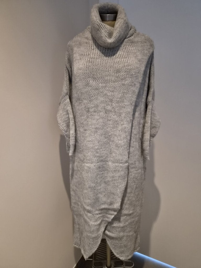 Fobya lange trui met col grijs, maat S/M, Maat 38/40 (M), Ophalen of Verzenden, Zo goed als nieuw, Grijs