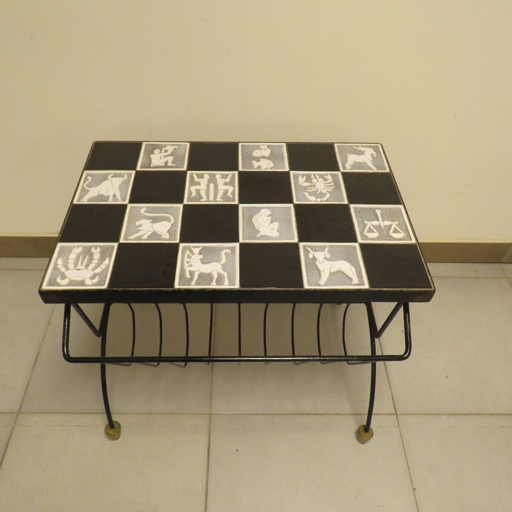 Vintage tegeltafel bijzettafel zodiac horoscopen, Antiek en Kunst, Ophalen