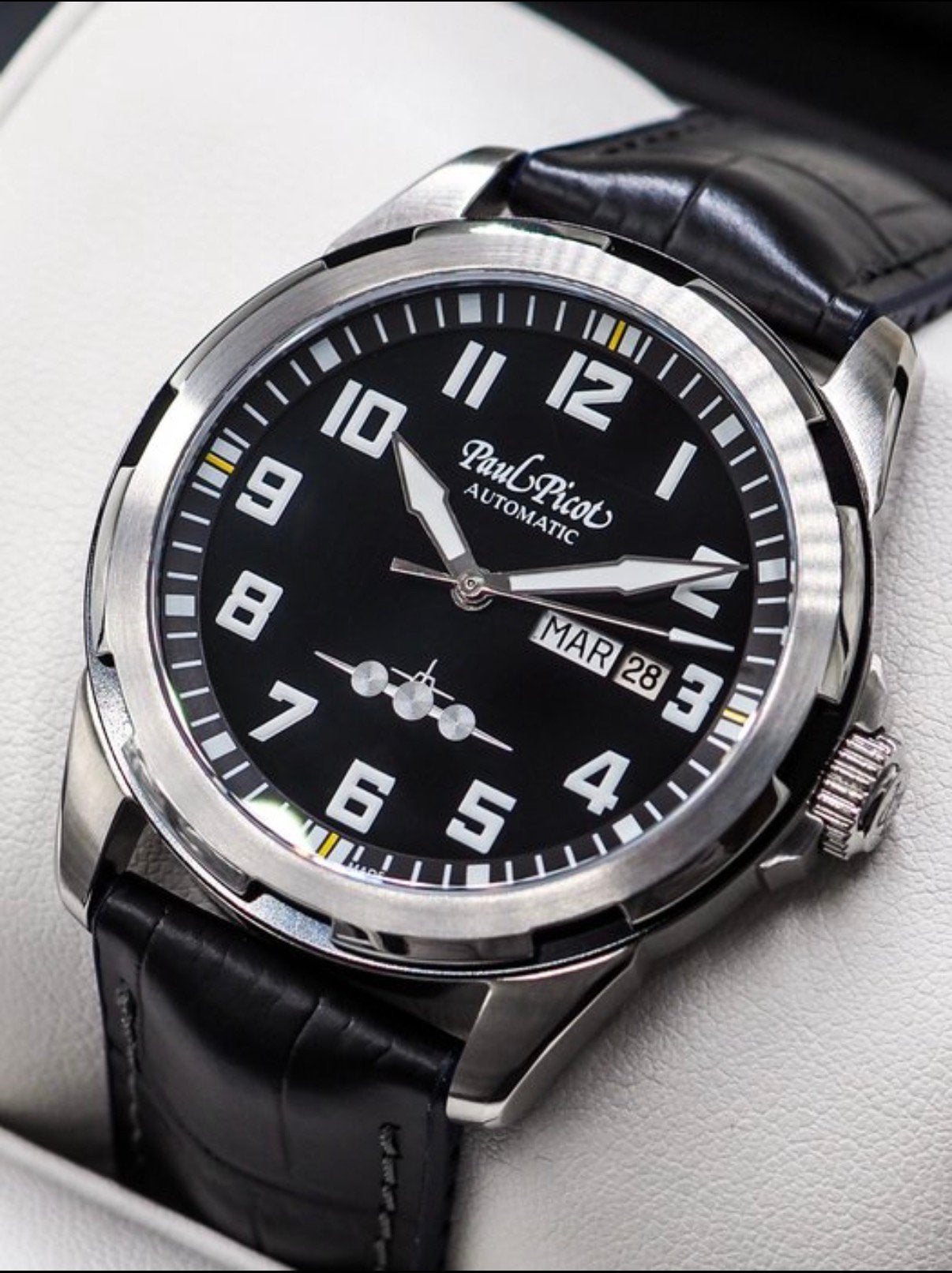 Paul Picot Pilot 2053 Auto 42mm New Box Swiss, Ophalen of Verzenden, Zo goed als nieuw