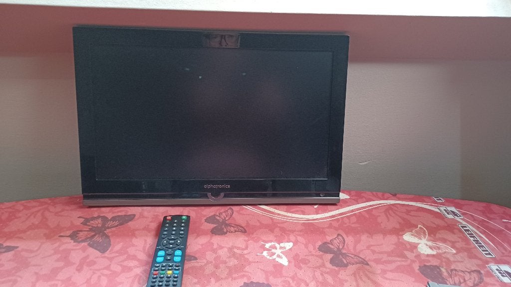 tv alphatronics 19 inch met dvd 12 volt, Ophalen, Gebruikt