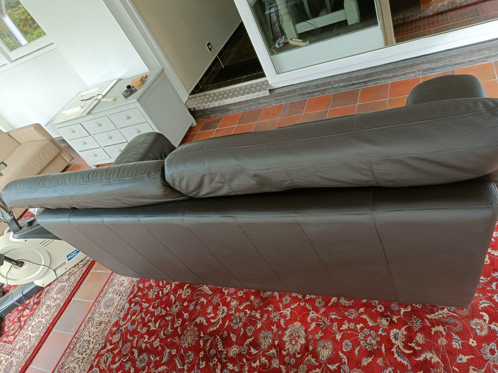 lederen zetel, Ophalen, Gebruikt, 100 tot 125 cm, Driepersoons