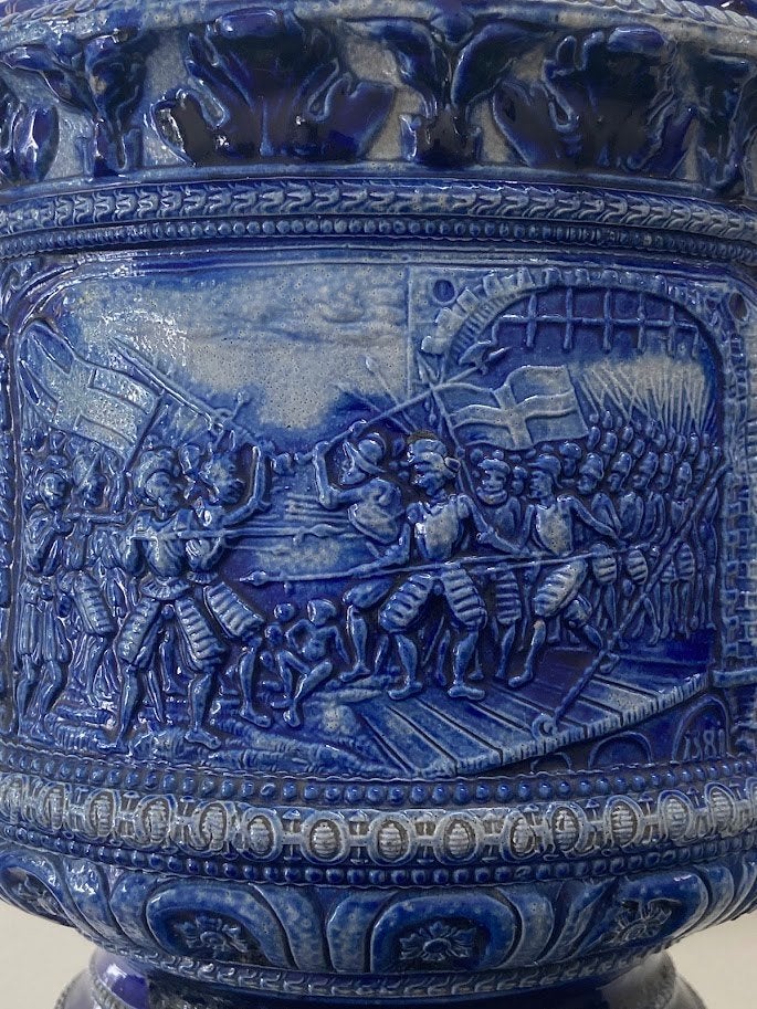 Antieke pot in blauw WESTERWALD aardewerk, Antiek en Kunst, Ophalen