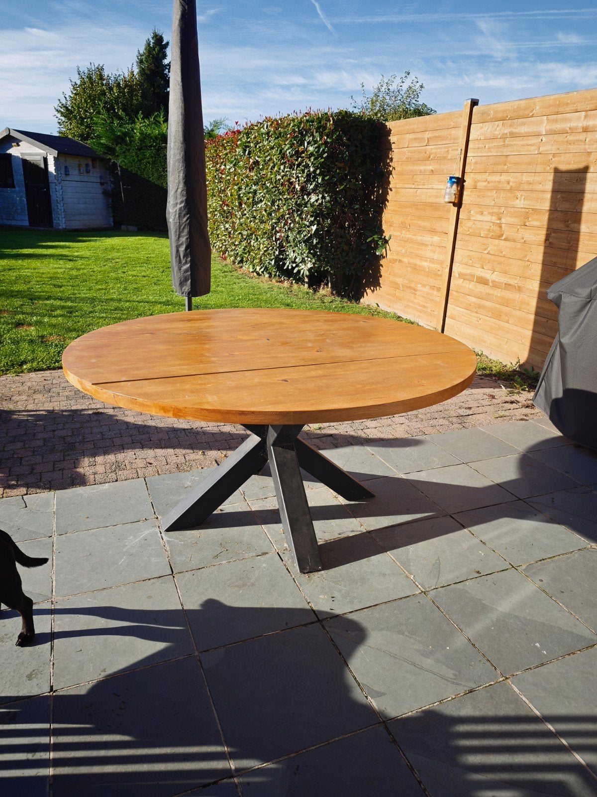 table ronde - 160 cm - bois massif, Maison & Meubles, Enlèvement, Cinq personnes ou plus, Rond, 150 à 200 cm