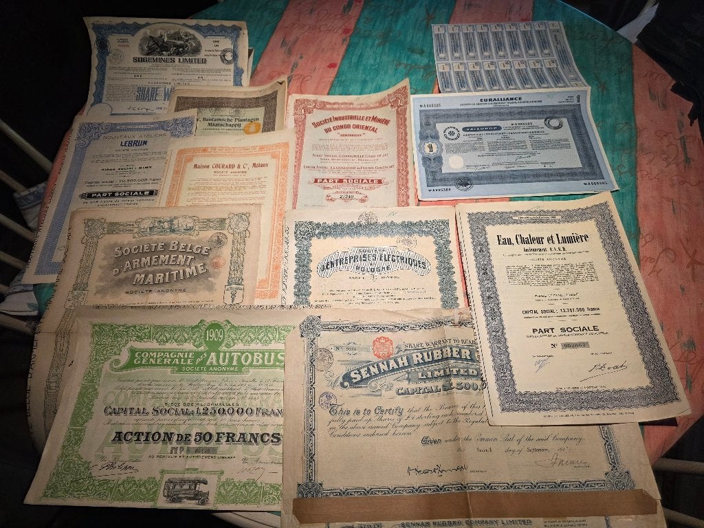 scripophilie, Postzegels en Munten, Aandelen en Waardepapieren, Ophalen of Verzenden, 1920 tot 1950, Certificaat van aandeel