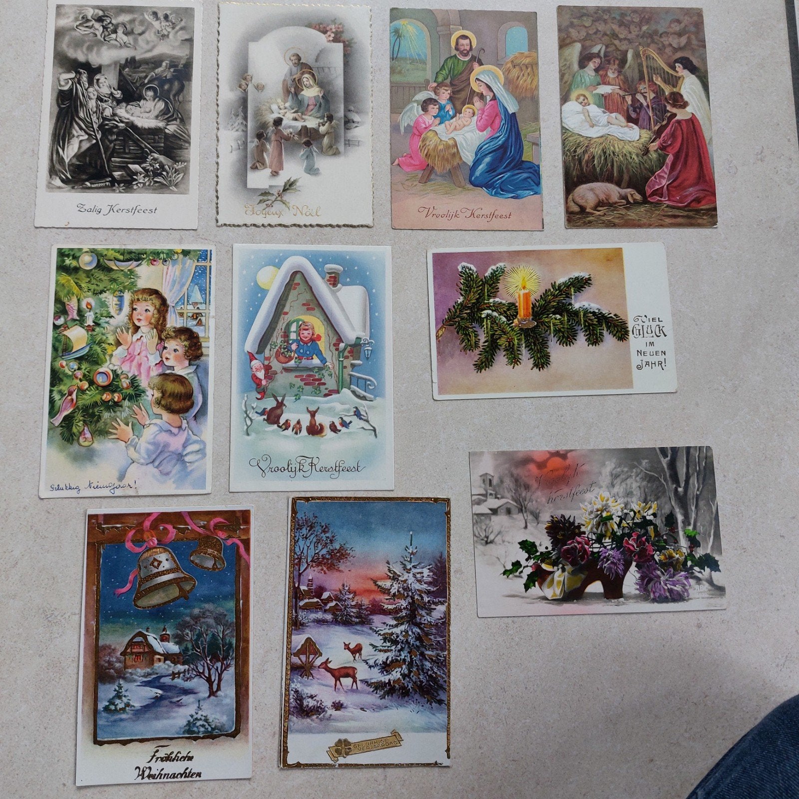 lot van 10 vintage Kerstkaartjes, Ophalen of Verzenden