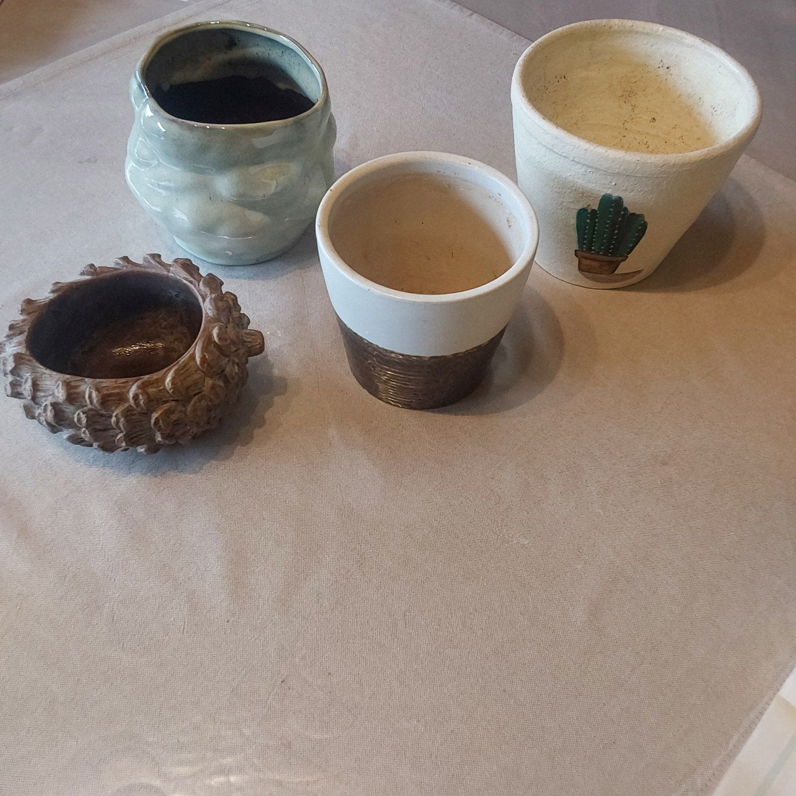 4 mooie decoratieve bloempotten, 1 maal gebruikt, Ophalen of Verzenden