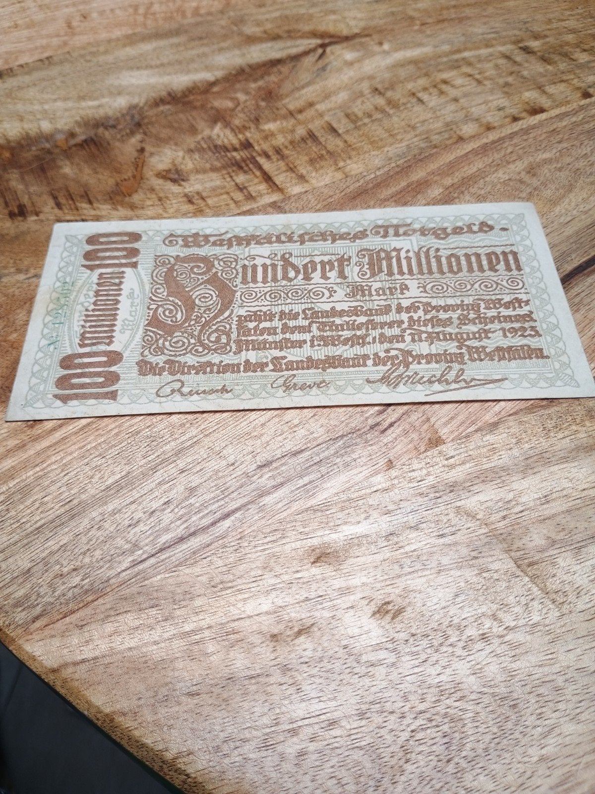 100 miljoen Mark Duitsland noodgeld 1923, Ophalen of Verzenden, Duitsland