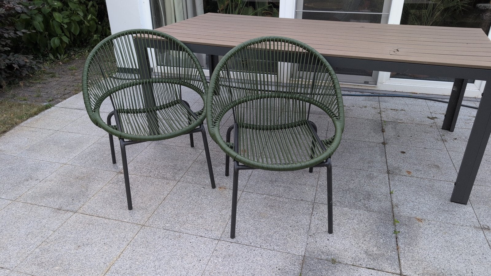 2 groene tuinstoelen, Tuin en Terras, Ophalen, Zo goed als nieuw