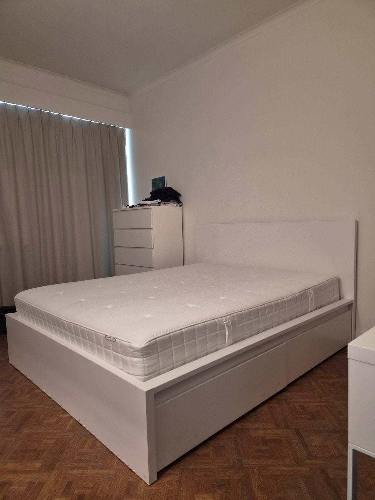 Ikea Malm bed incl. lades en matras - 160x200, Huis en Inrichting, Ophalen, Gebruikt, Wit, Tweepersoons