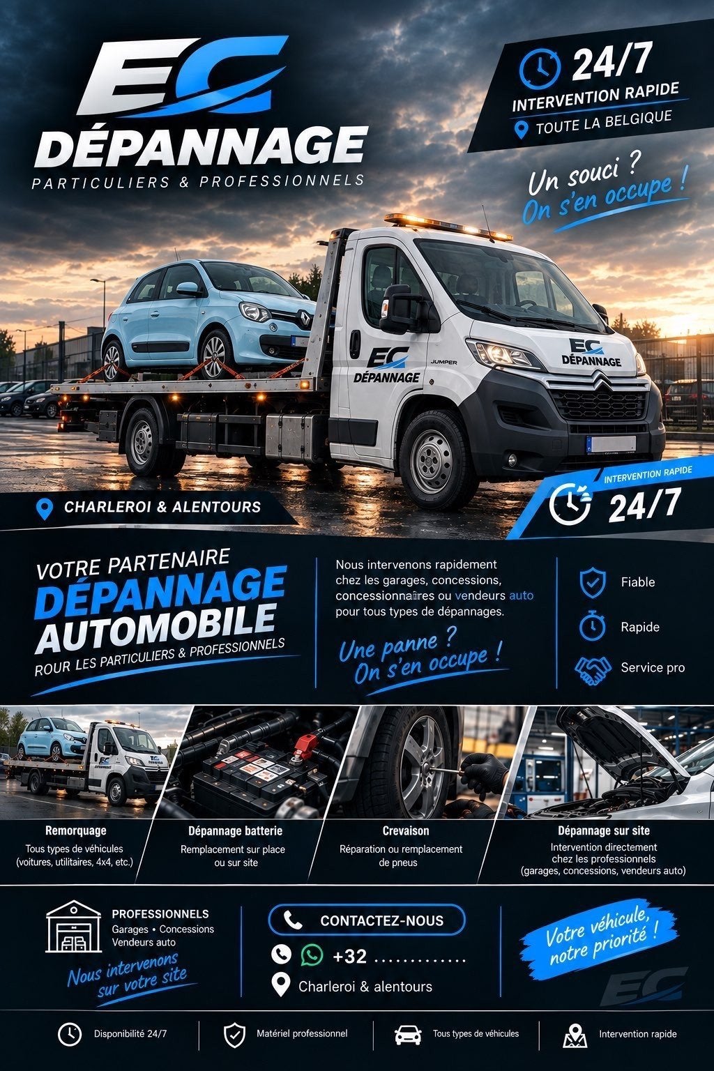 Dépannage et transport de véhicule Hainaut, Autos, Particulier, Achat