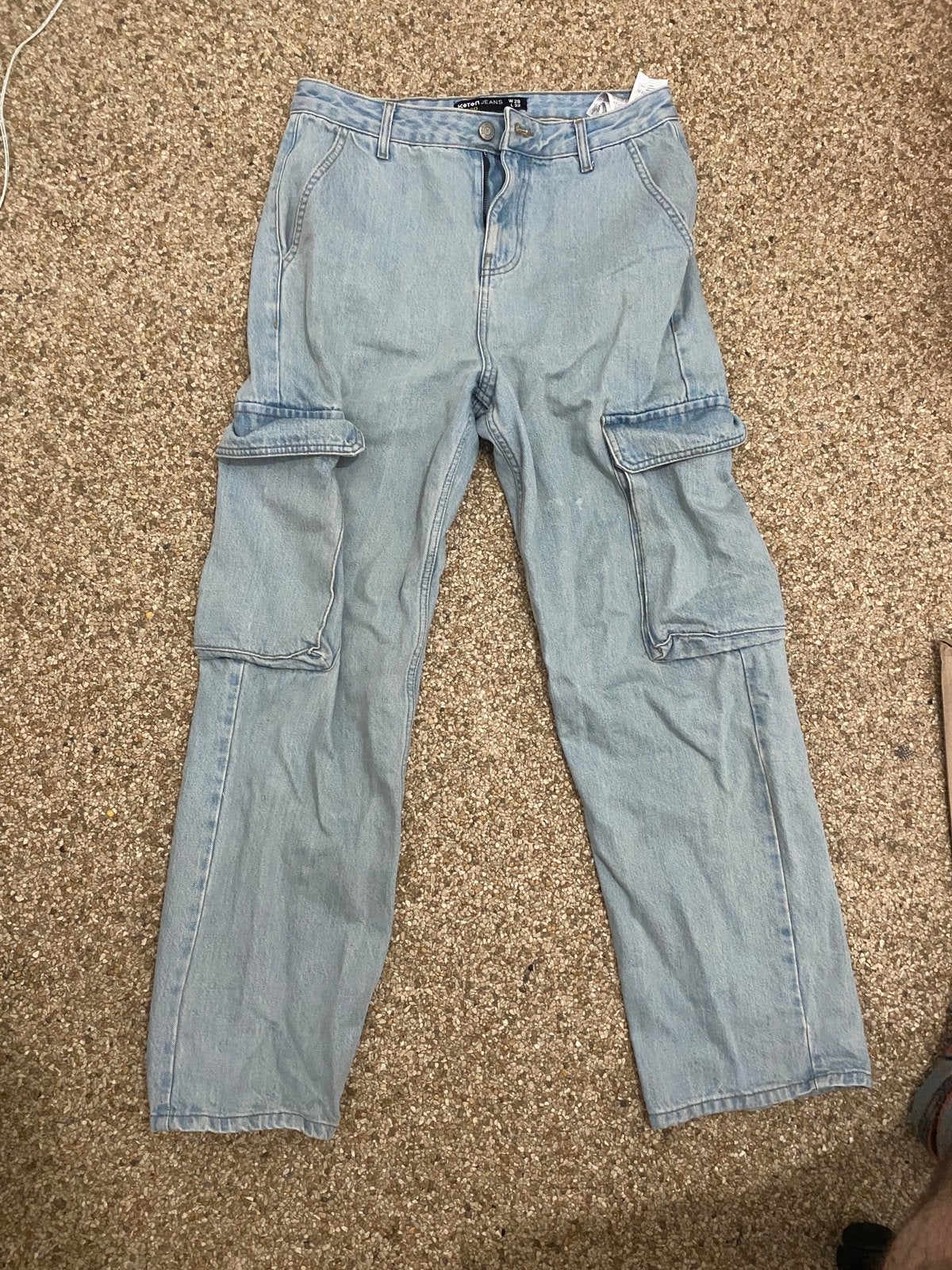 Blauwe cargo jeans - Koton, Kleding | Dames, Ophalen, Zo goed als nieuw, Blauw, W30 - W32 (confectie 38/40)