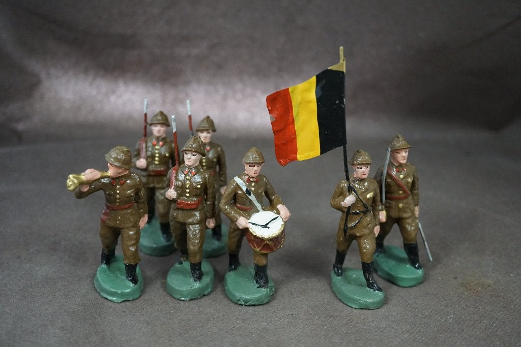 Soldats belges d'époque avec drapeau et officier, Enlèvement ou Envoi