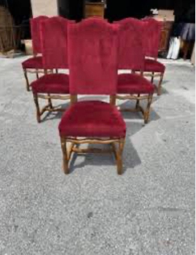 Chaises de salle à manger style Louis XIII, Rouge, Bois, Comme neuf, Enlèvement