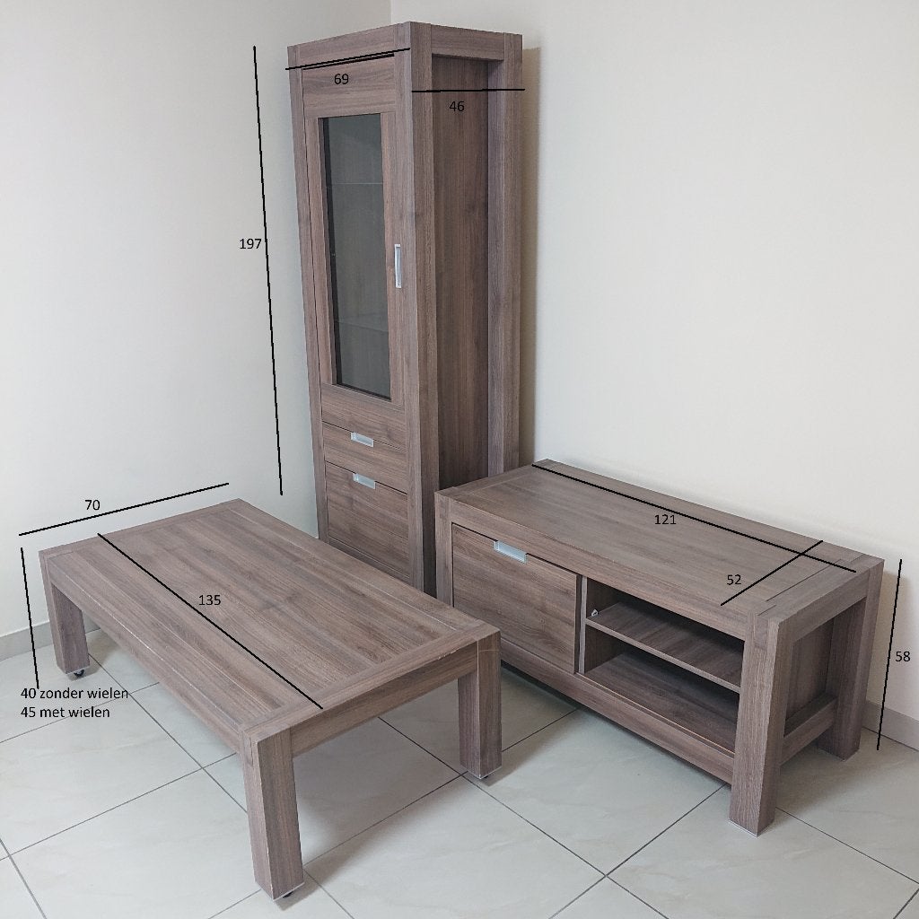 salon tv kast met toebehoren, Huis en Inrichting, Ophalen, Gebruikt, 100 tot 150 cm, Minder dan 100 cm