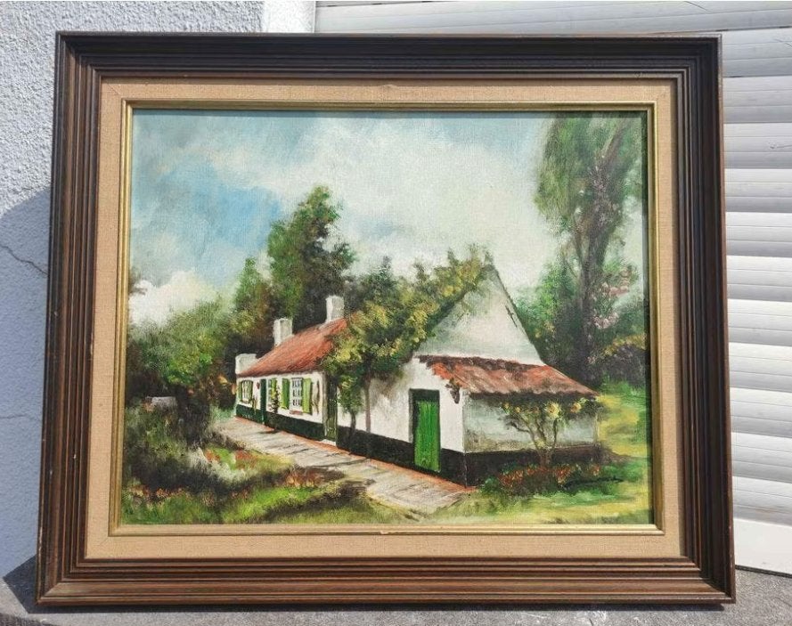 Huile sur toile maison signe, Antiquités & Art, Enlèvement ou Envoi, Toile