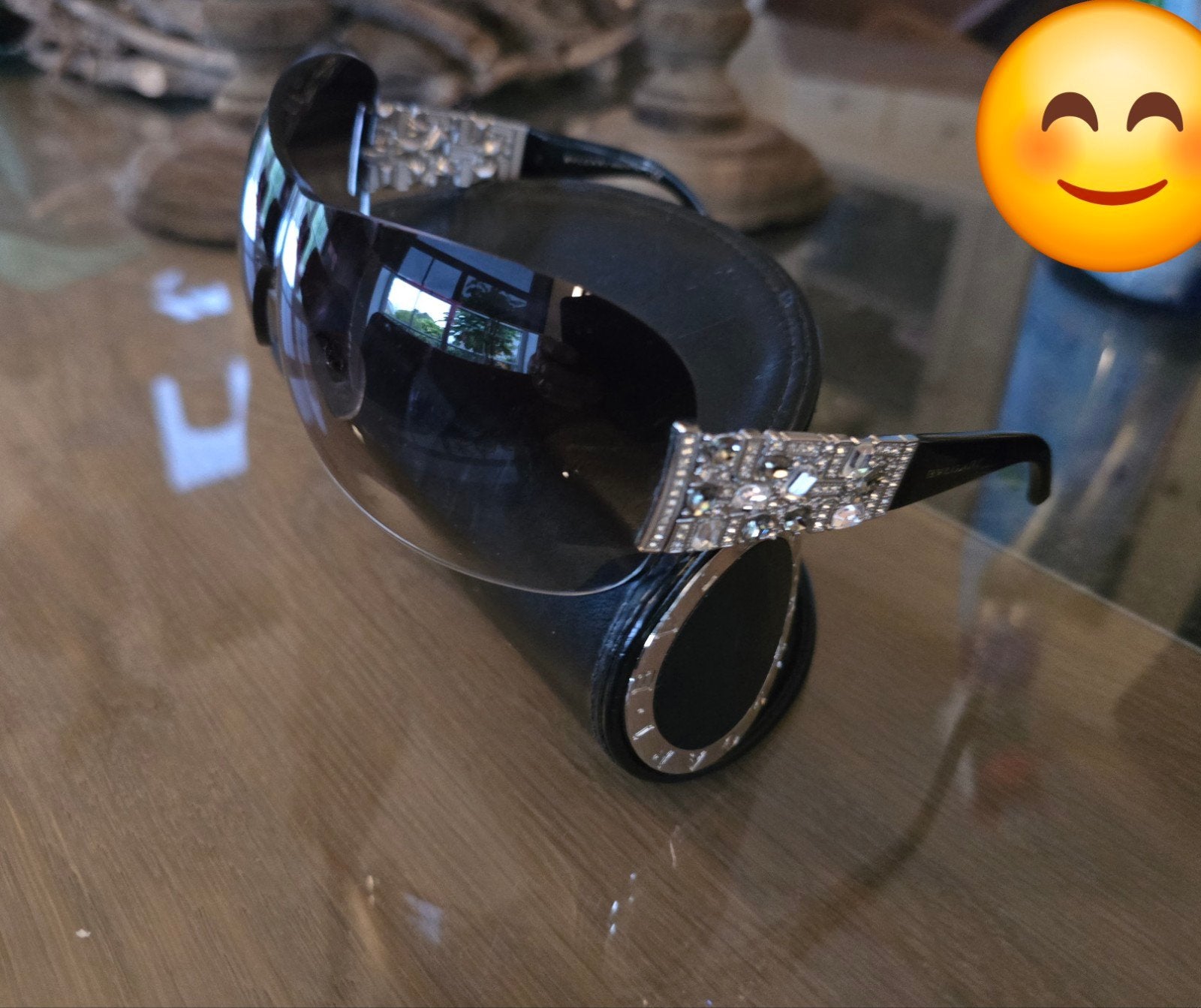 Bvlgari Limited Edition Zonnebril met Strass-steentjes, Ophalen of Verzenden, Zwart, Zonnebril