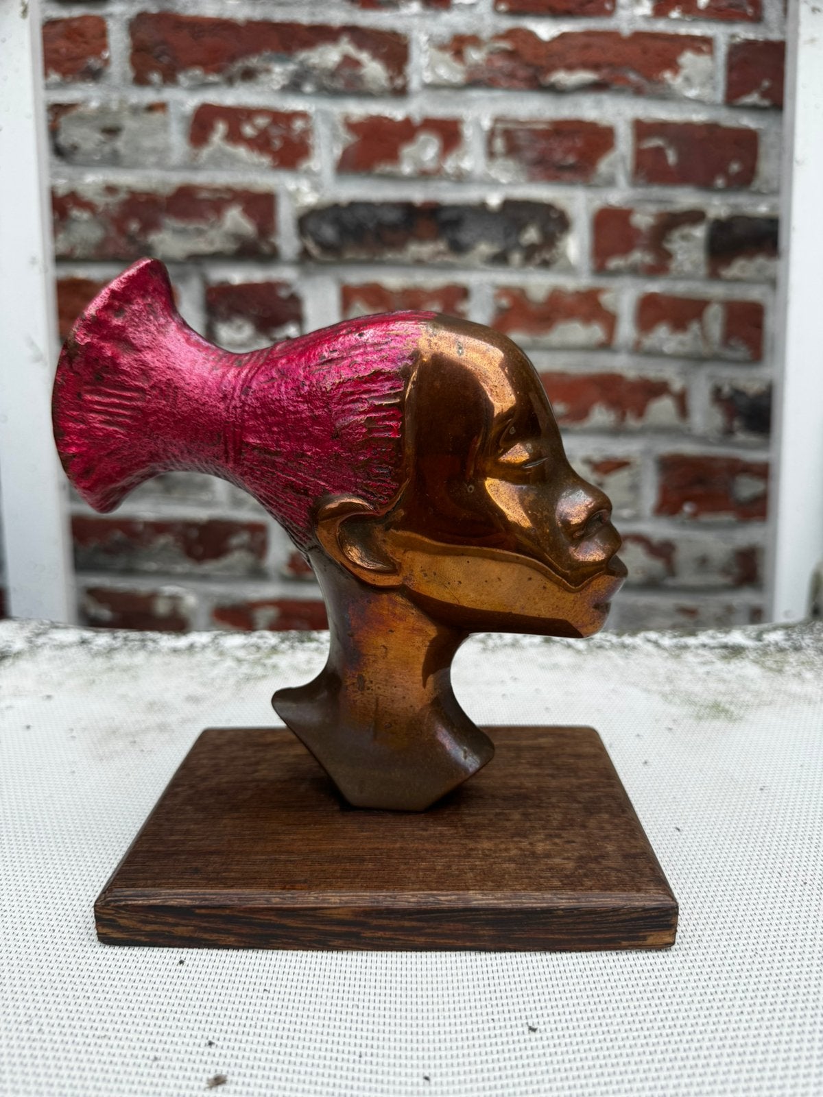 Art Deco Bronzen Buste Afrikaanse Mangbetu Vrouw (ca. 1940), Ophalen of Verzenden, Zo goed als nieuw