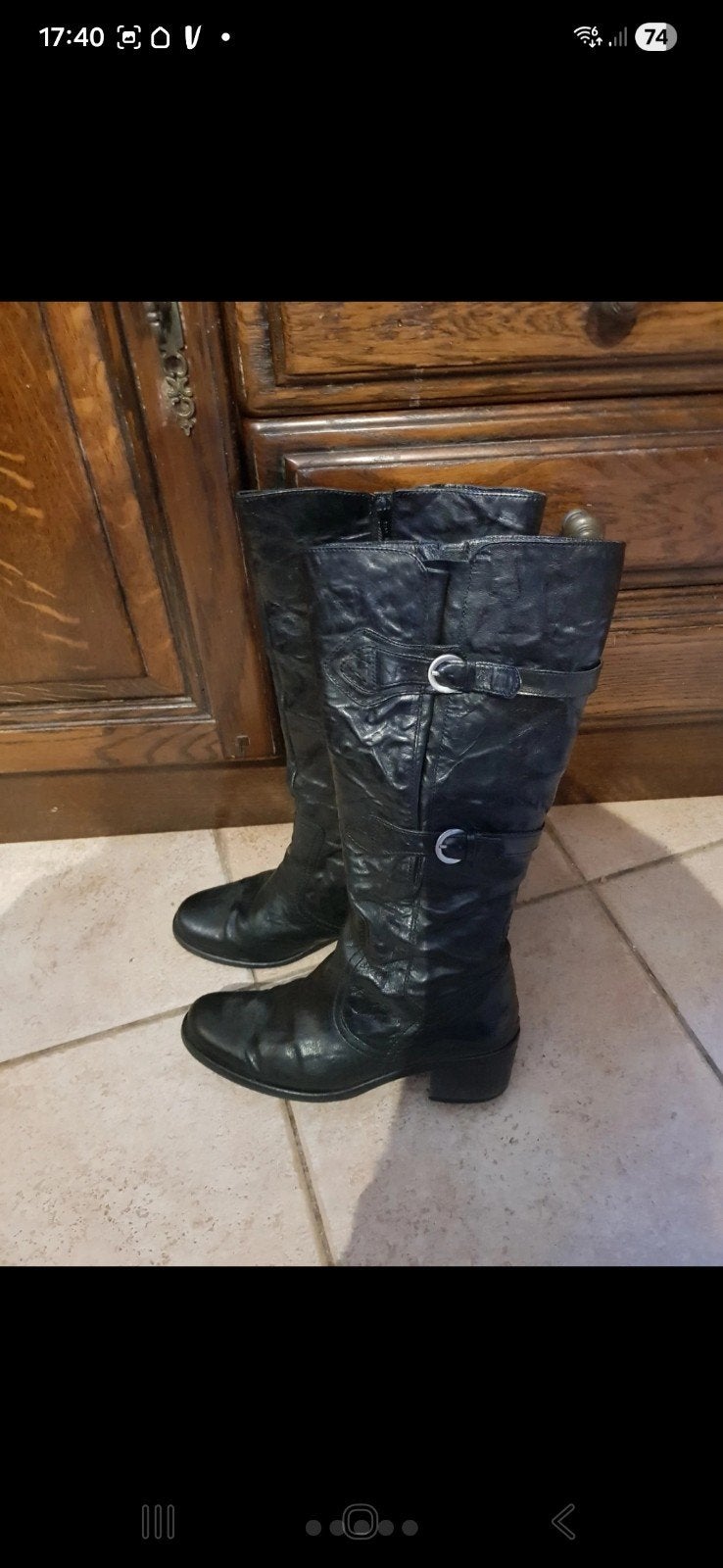 zwarte lederen laarzen -  Gabor , mt 38, Kleding | Dames, Hoge laarzen, Zwart, Gabor, Ophalen of Verzenden